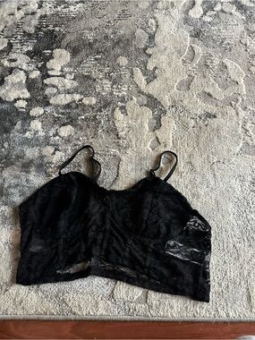 SHEIN Black Lace Longline Bralette